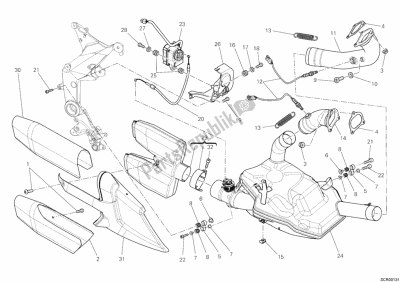 All parts for the Exhaust System of the Ducati Multistrada 1200 S Touring USA 2010
